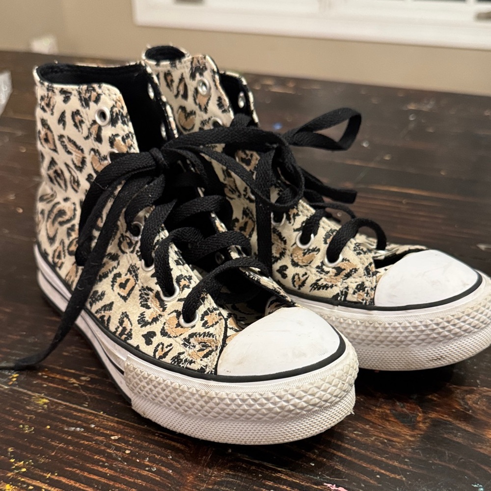 Converse Kids Black and Tan High-Top Sneakers